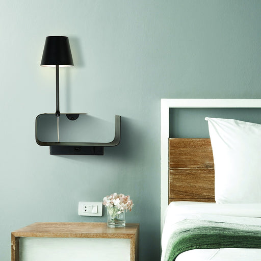 Pixi Coil Shelf LED Bedside Wall Light With USB Charger - Lighting.co.za