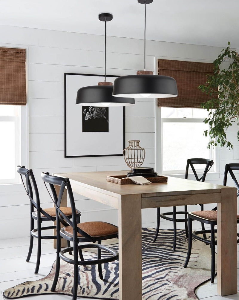Bara Black or White and Wood Look Nordic Pendant Light - Lighting.co.za
