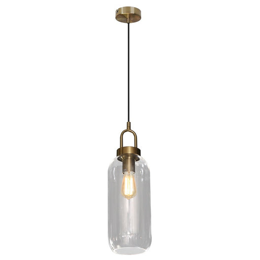 Ebbe Tall Clear and Antique Brass Pendant Light - Lighting.co.za