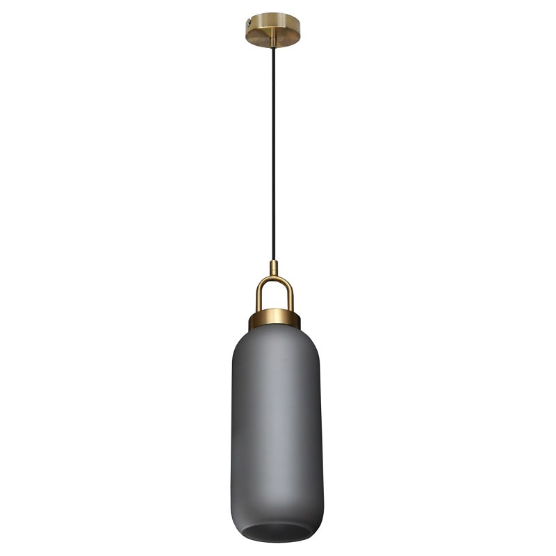 Ebbe Tall Smoke Glass and Antique Brass Pendant Light - Lighting.co.za