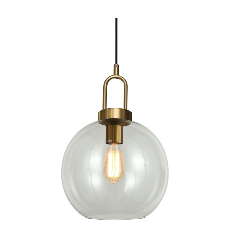 Ebbe Round Clear and Antique Brass Pendant Light - Lighting.co.za