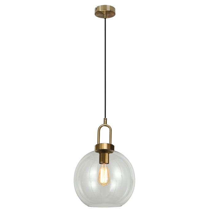Ebbe Round Clear and Antique Brass Pendant Light - Lighting.co.za