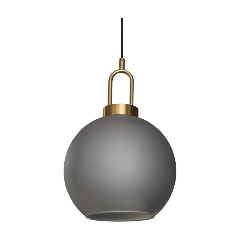 Ebbe Round Smoke Grey Glass and Antique Brass Pendant Light - Lighting.co.za