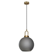 Ebbe Round Smoke Grey Glass and Antique Brass Pendant Light - Lighting.co.za