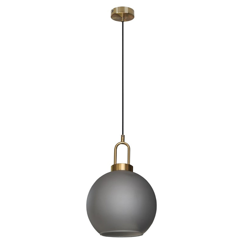 Ebbe Round Smoke Grey Glass and Antique Brass Pendant Light - Lighting.co.za