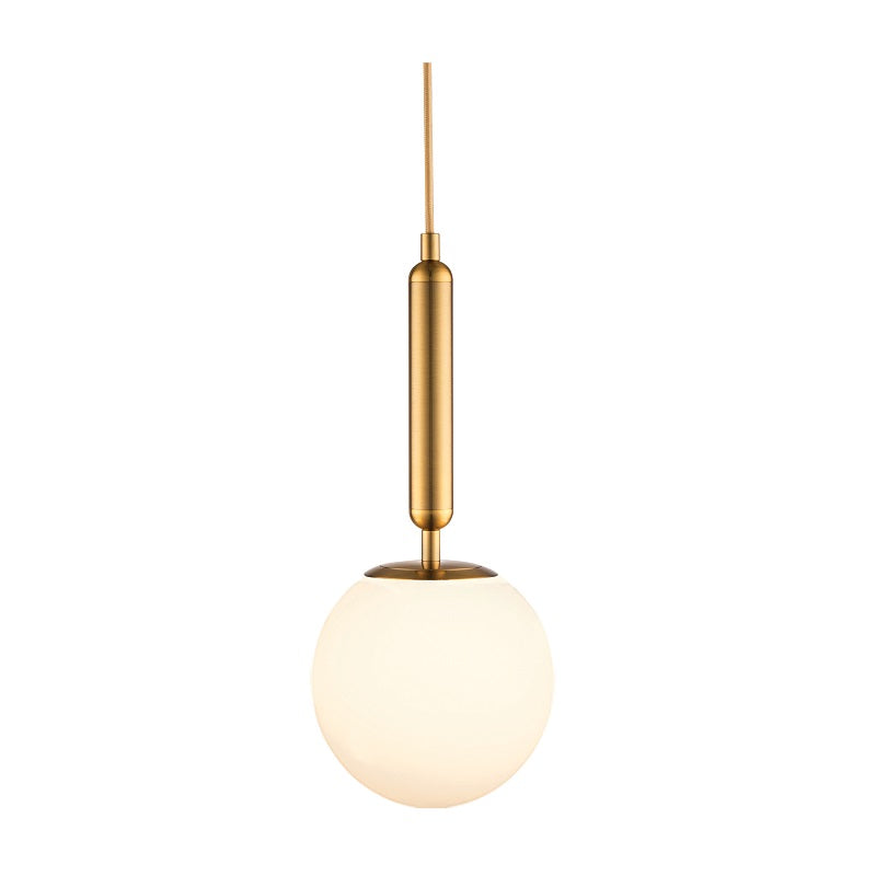 Milano Slim Frosted White Glass and Antique Brass Pendant Light 3 Sizes - Lighting.co.za