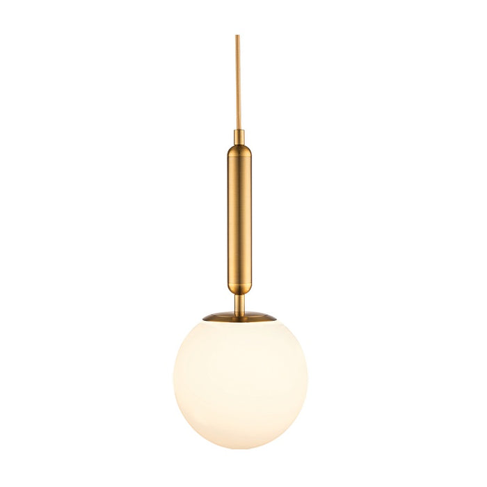 Milano Slim Frosted White Glass and Antique Brass Pendant Light 3 Sizes - Lighting.co.za