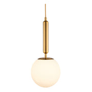 Milano Slim Frosted White Glass and Antique Brass Pendant Light 3 Sizes - Lighting.co.za