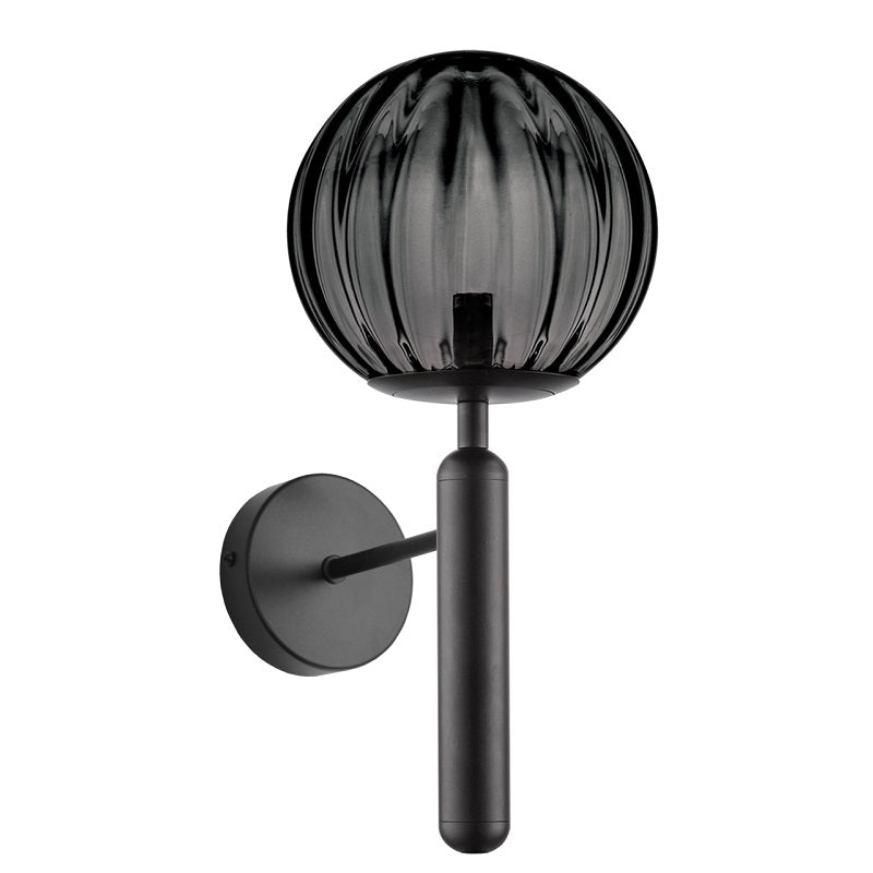 Milano Black or Antique Brass with Clear | Smoke Glass Wall Light - Lighting.co.za