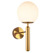 Milano Slim Frosted White Glass and Antique Brass Wall Light - Lighting.co.za