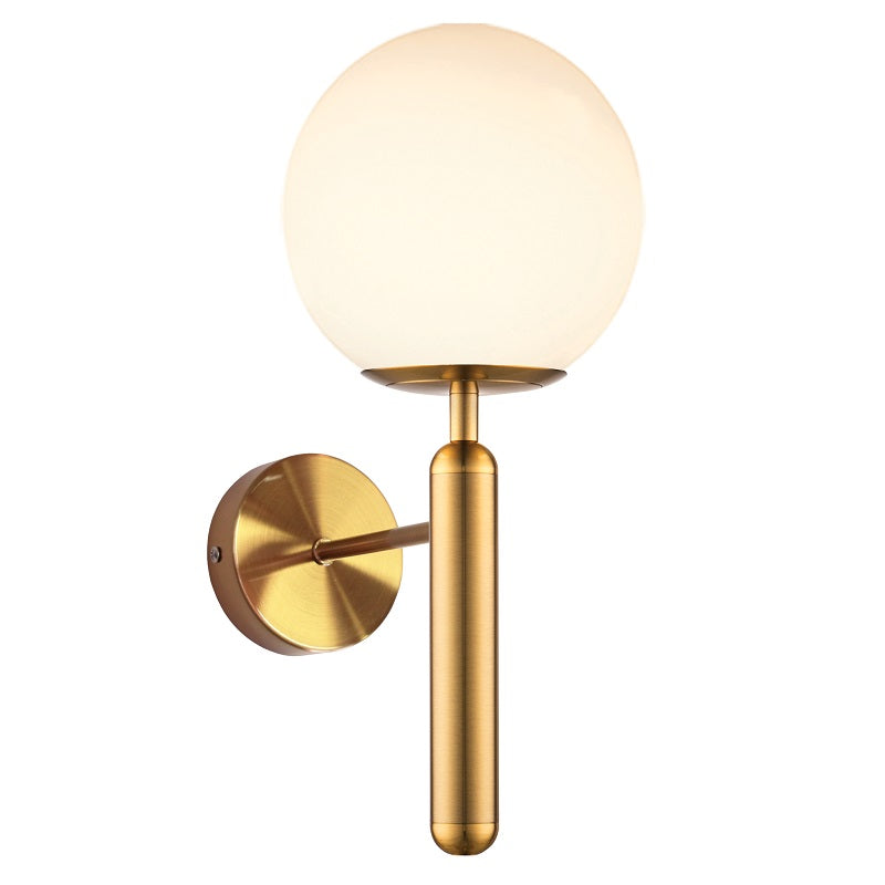 Milano Slim Frosted White Glass and Antique Brass Wall Light - Lighting.co.za