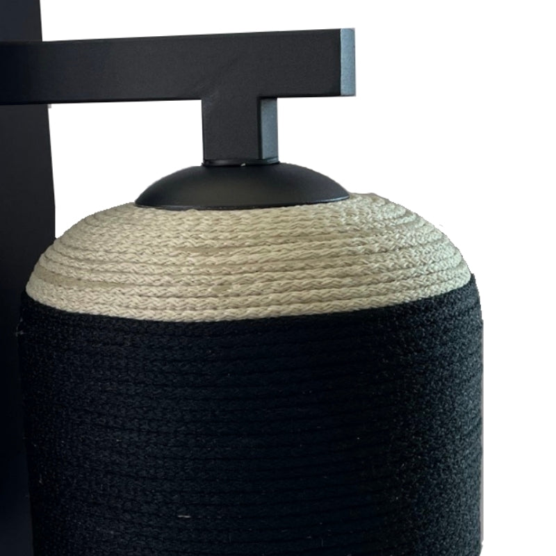 Mungo Black and Woven Rope Wall Light - Lighting.co.za