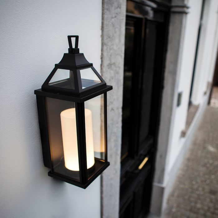 Hom Black And Clear Glass 16W LED Lantern Outdoor Wall Light - Lighting.co.za