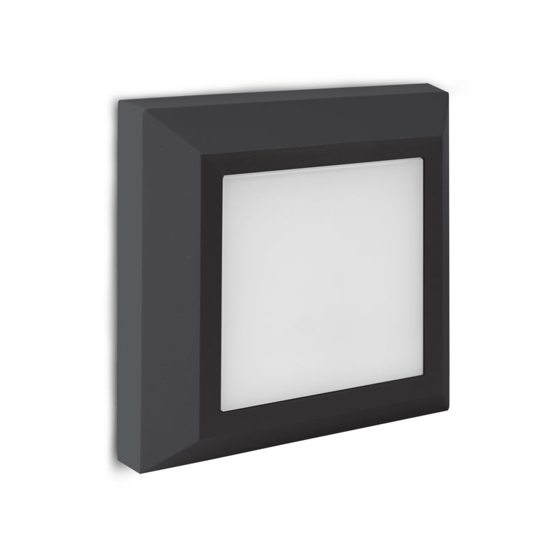 Ozo Alaina Plain Square Black | Grey CTC LED Outdoor Step Wall Light - Lighting.co.za
