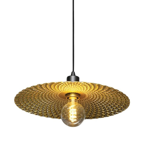 Hammered Look Round Gold Disk Pendant Light 2 Sizes - Lighting.co.za