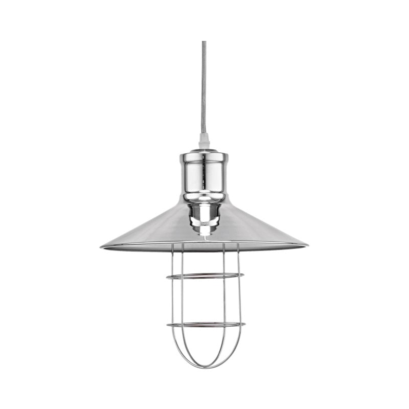 Industrial Cage Hat Chrome | Black | White Pendant Light - Lighting.co.za