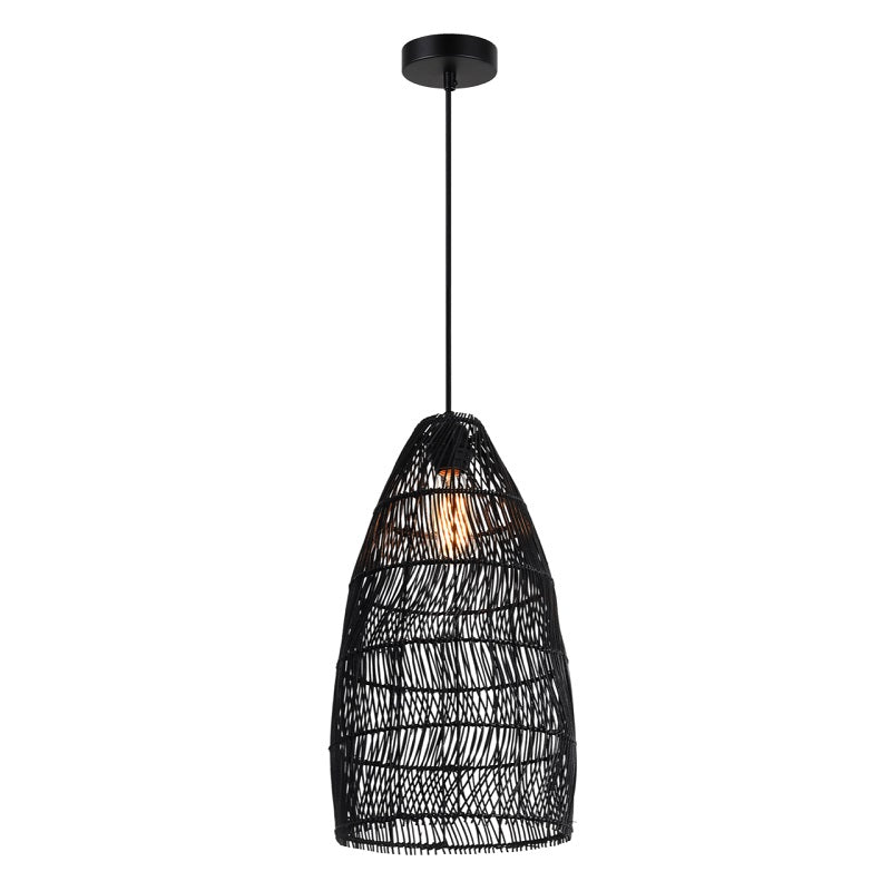Tanna Long Natural or Black Rattan Pendant Light - Lighting.co.za