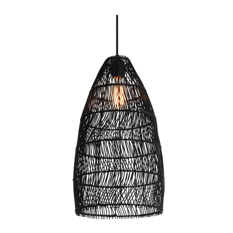 Tanna Long Natural or Black Rattan Pendant Light - Lighting.co.za