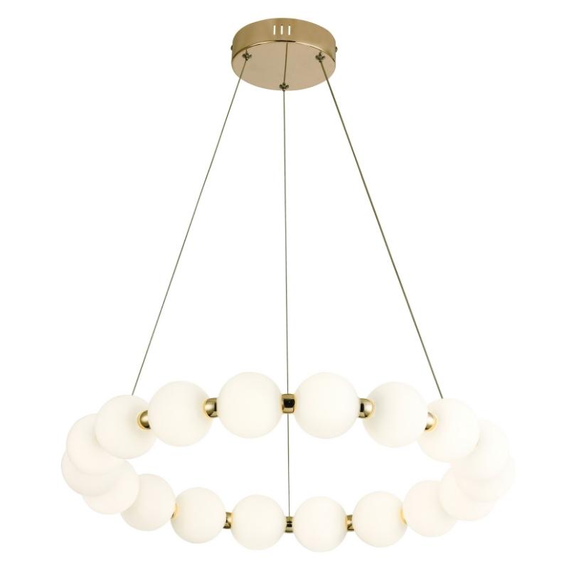 Ripple Round 12 Light Gold And White Glass LED Pendant Light - Lighting.co.za
