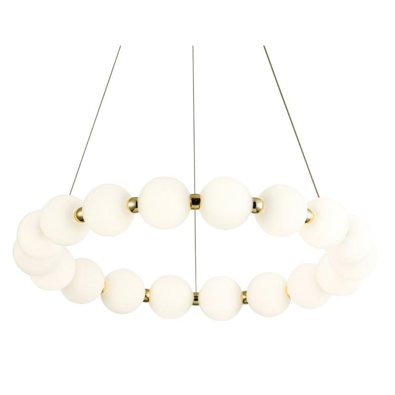 Ripple Round 12 Light Gold And White Glass LED Pendant Light - Lighting.co.za
