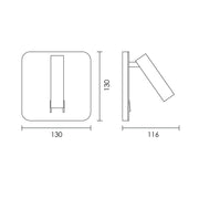 Spin Square Black or White LED Bedside Reading Wall Light with Back Light - Lighting.co.za