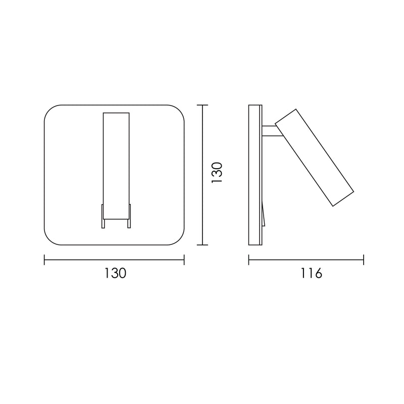 Spin Square Black or White LED Bedside Reading Wall Light with Back Light - Lighting.co.za