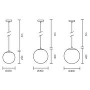 Palla Smoke Grey | White | Clear Ball Pendant Light 3 Sizes - Lighting.co.za