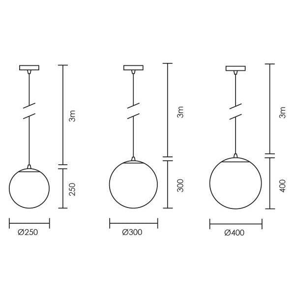 Palla Smoke Grey | White | Clear Ball Pendant Light 3 Sizes - Lighting.co.za