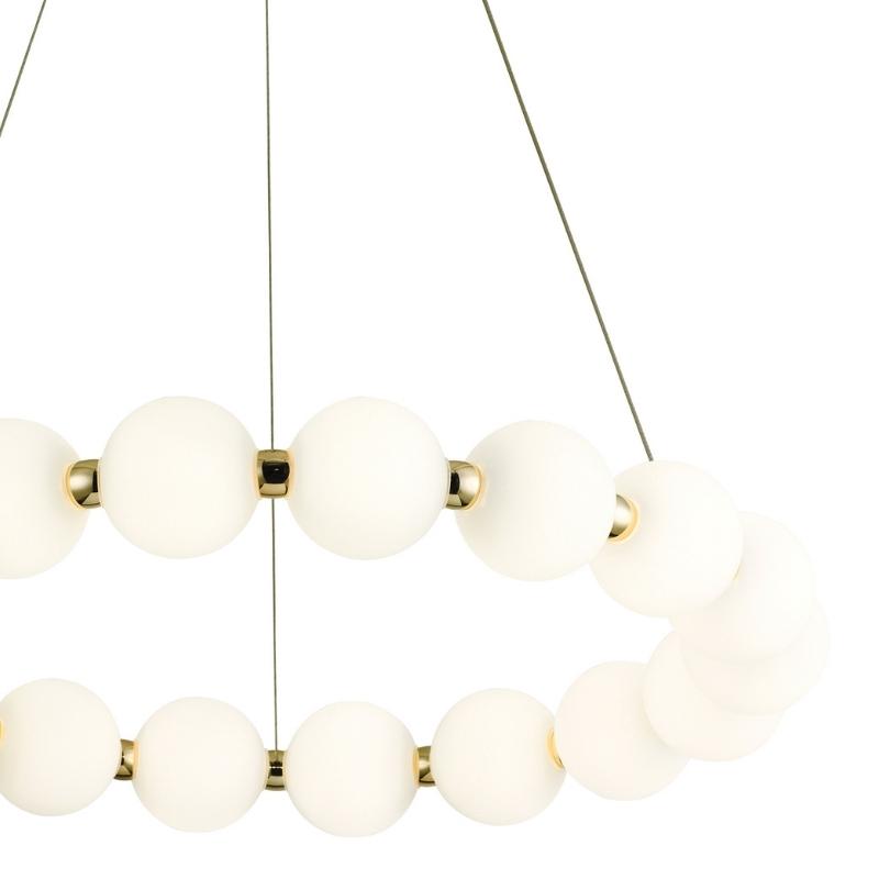 Ripple Round 12 Light Gold And White Glass LED Pendant Light - Lighting.co.za