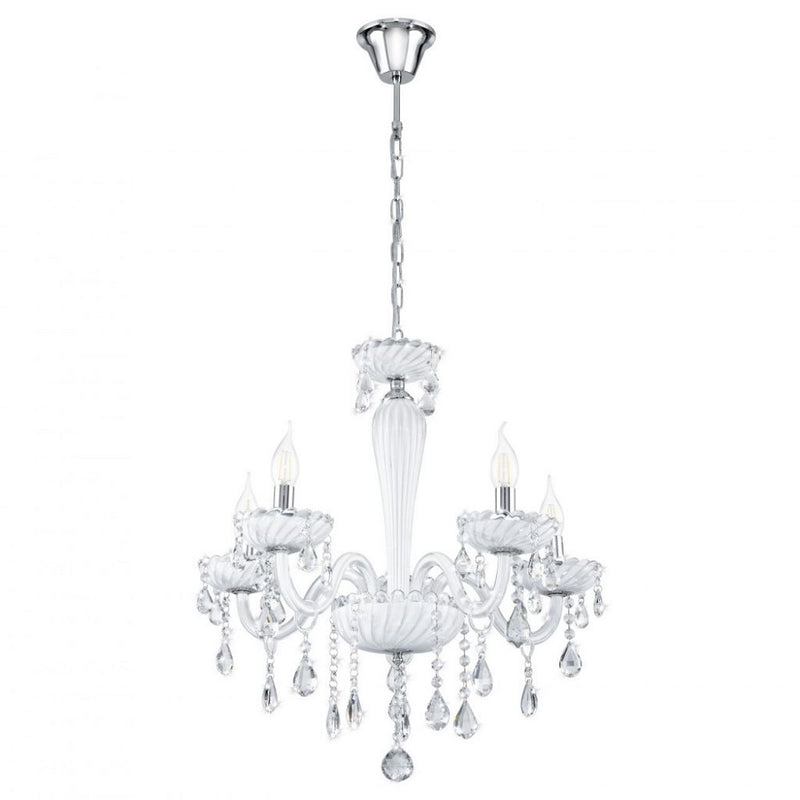 Carpento 3 | 5 | 8 Light White and Crystal Glass Chandelier - Lighting.co.za