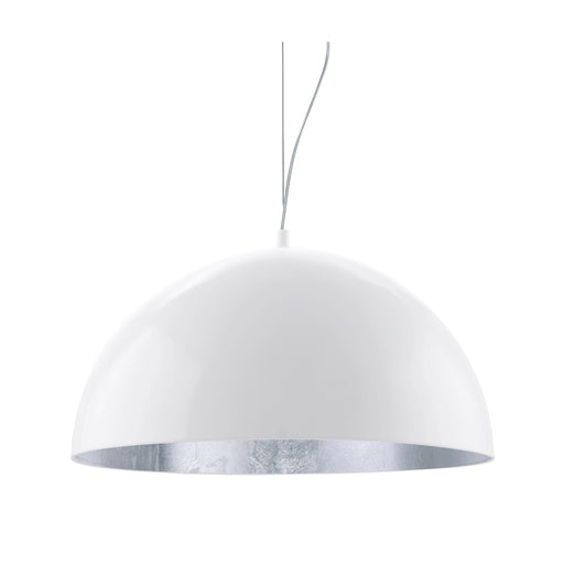 Gaetano1 White and Silver Dome Pendant Light - Lighting.co.za