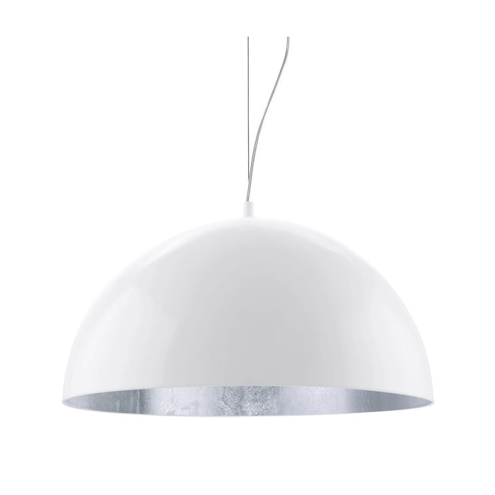 Gaetano1 White and Silver Dome Pendant Light - Lighting.co.za