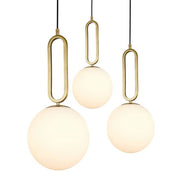 Croquet Brass And Opal White Glass Pendant Light In 3 Sizes - Lighting.co.za
