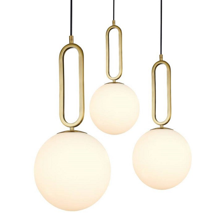 Croquet Brass And Opal White Glass Pendant Light In 3 Sizes - Lighting.co.za