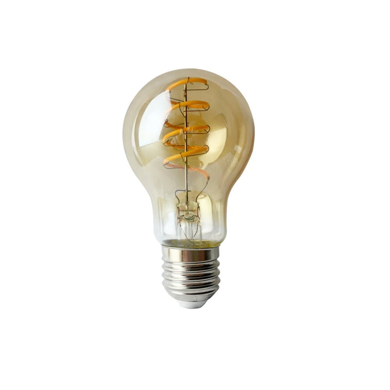 E27 A60 LED Spiral Filament 4W 2200K Amber Bulb Dim S - E27 - Lighting.co.za