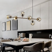 Sphere And Stem Brass And Smoke Glass 6L Pendant Light - Lighting.co.za