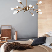 Supernova Satin Gold Or Black 12 Light Pendant Light - Lighting.co.za