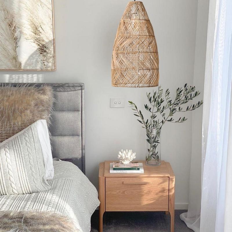 Tanna Long Natural or Black Rattan Pendant Light - Lighting.co.za