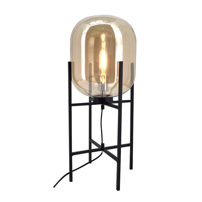Pedestal Black And Amber Glass Table Lamp - Lighting.co.za