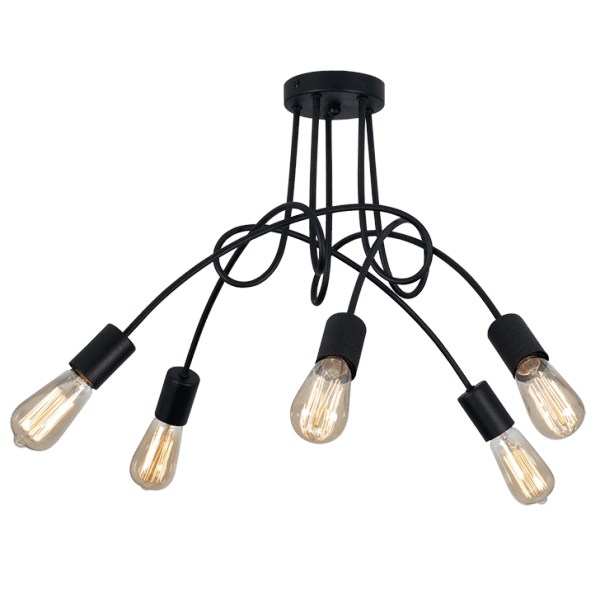 Anne 5 Light Black Ceiling Light - Lighting.co.za