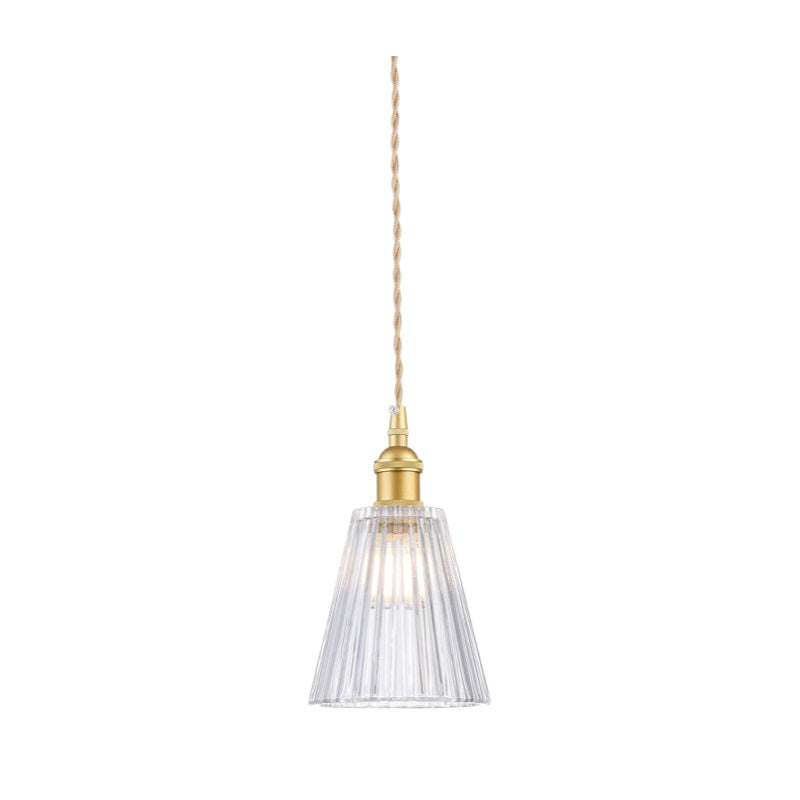 Arla Satin Gold Vintage Funnel Cut Glass Pendant Light - Lighting.co.za