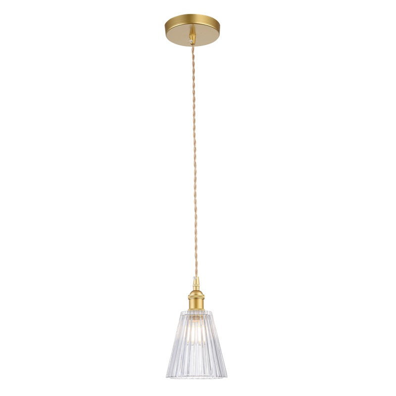 Arla Satin Gold Vintage Funnel Cut Glass Pendant Light - Lighting.co.za