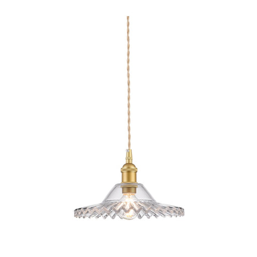 Arla Satin Gold Vintage Hat Cut Glass Pendant Light - Lighting.co.za