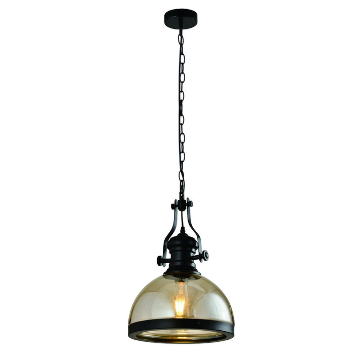 Aulex Black and Amber Glass Industrial Lantern Pendant Light - Lighting.co.za