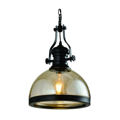 Aulex Black and Amber Glass Industrial Lantern Pendant Light - Lighting.co.za