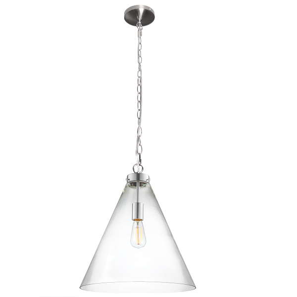 Belmont Large Clear Glass Chrome Funnel Pendant Light - Lighting.co.za