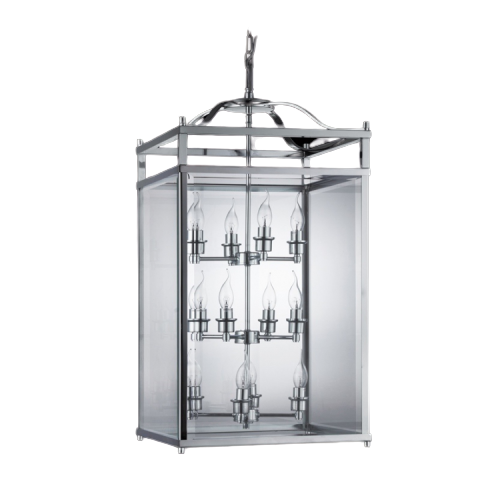 Beveled Classic Chrome And Glass Square Lantern in 2 Sizes - Lighting.co.za
