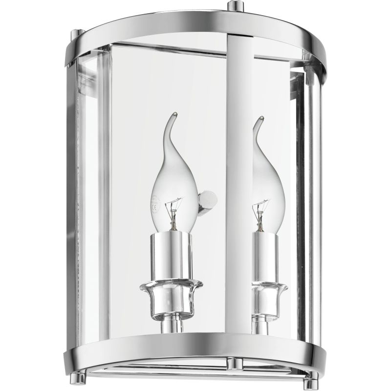 Round Chrome And Clear Glass Lantern Wall Light - Lighting.co.za