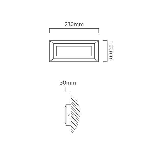 Helena Plain Rectangular Grey LED Outdoor Wall Light - Lighting.co.za