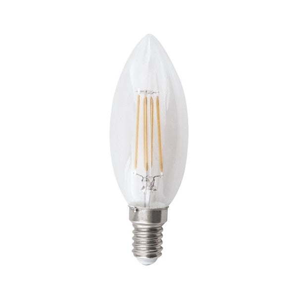 E14 dimmable LED filament candle lamp B35 clear 5W 470 lm 2700K